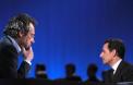 Michel Denisot et Nicolas Sarkozy sur le plateau du "Grand journal de Canal+" (1er mars 2006)