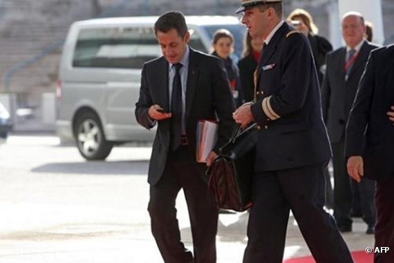 Nicolas Sarkozy en déplacement.