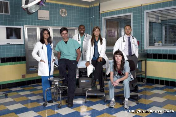 Parminder Nagra, John Stamos, Mekhi Phifer, Maura Tierney, Linda Cardellini et Scott Grimes dans "Urgences"