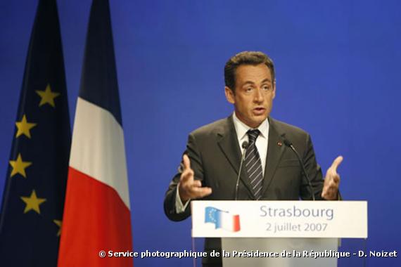 Nicolas Sarkozy à Strasbourg (2 juillet 2007)