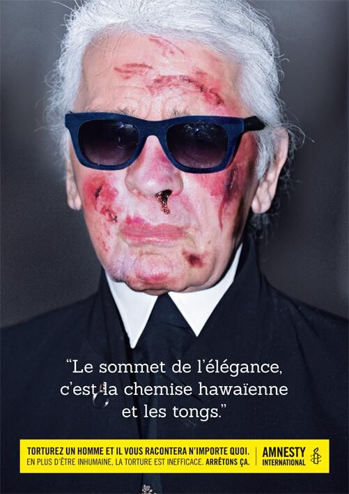 Karl Lagerfeld torturé par Amnesty International