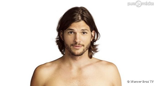 Ashton Kutcher sur une affiche promotionnelle de "Mon Oncle Charlie" saison 9