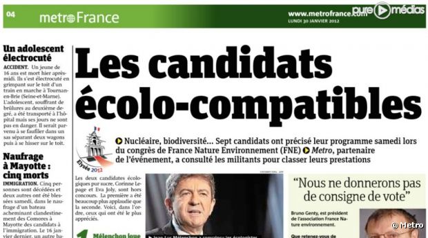La page 4 de Metro du 30 janvier 2012