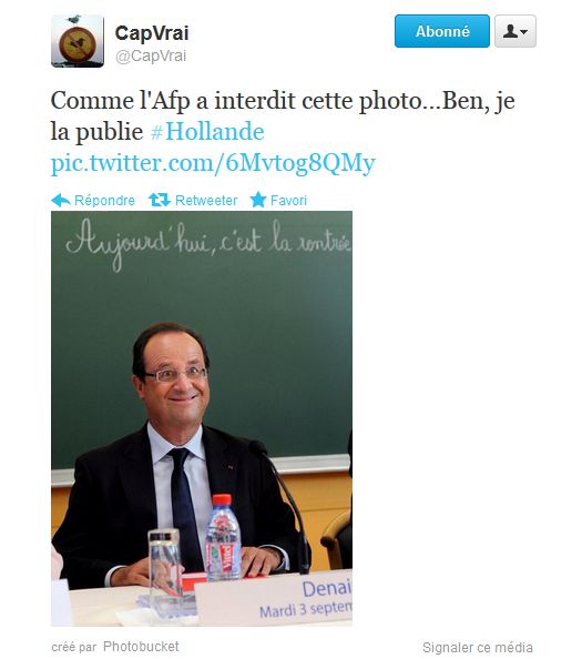 Cliché de François Hollande censuré par l'AFP