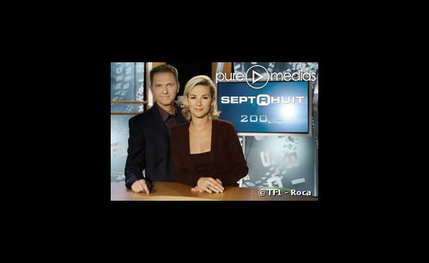 Thomas Hugues et Laurence Ferrari présentent "Sept à huit" sur TF1
