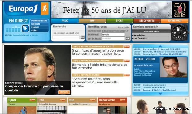 Le site d Europe1 lancé le 7 mai 2008