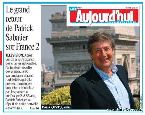 Patrick Sabatier à la Une du "Parisien" du 21 mai 2008