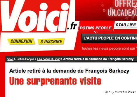 Capture du site "Voici.fr" du 5 janvier 2009
