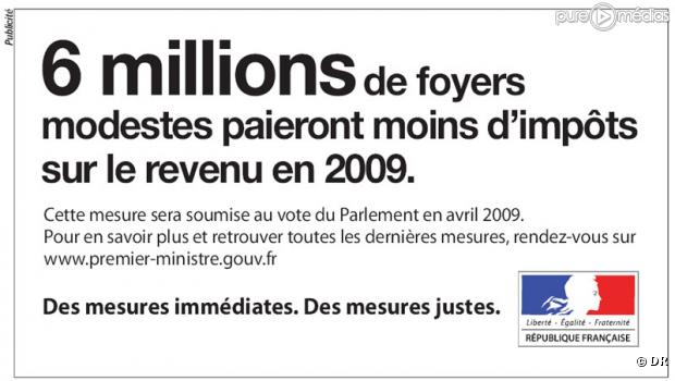 Publicité du gouvernement dans la presse (19 mars 2009)
