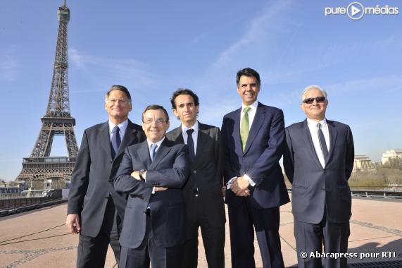 Jean-Paul Baudecroux, PDG de NRJ Group ; Alain Weill, PDG de NextRadioTV ; Alexandre Bompard, PDG d'Europe 1 ; Axel Duroux, Président du directoire de RTL et Michel Cacouault, président du bureau de la radio