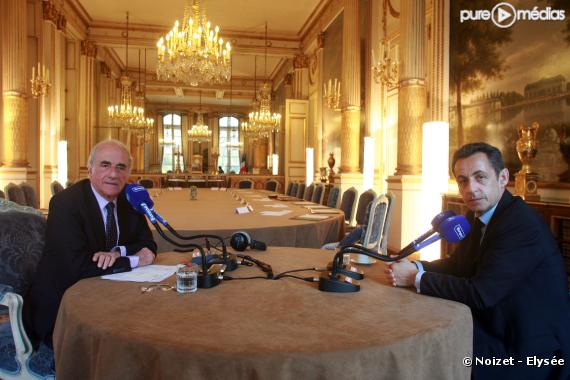 Nicolas Sarkozy et Jean-Pierre Elkabbach, le 1er avril 2009