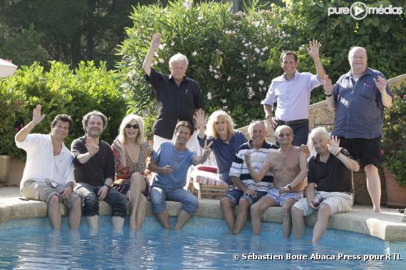 Les sociétaires des "Grosses Têtes" réunis en juillet 2009 dans la maison de Philippe Bouvard à Cannes.