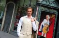L'acteur Brad Pitt fait son entrée au Musée Grévin, à Paris.