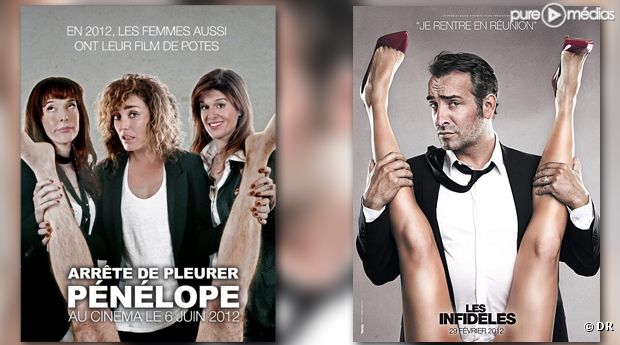 Les affiches de "Arrête de pleurer Pénélope" et du film "Les Infidèles".