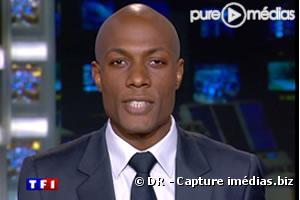Harry Roselmack, lors de son premier "20 Heures" sur TF1 (17 juillet 2006)