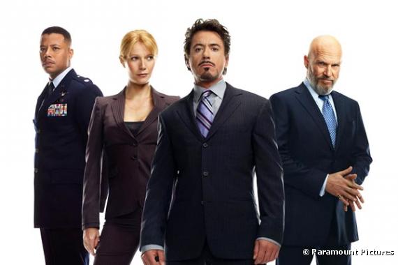 Terrence Howard, Gwyneth Paltrow, Robert Downey, Jr. et Jeff Bridges dans "Iron Man"