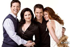 Sean Hayes, Megan Mullaly, Eric McCormack et Debra Messing, dans "Will&Grace"