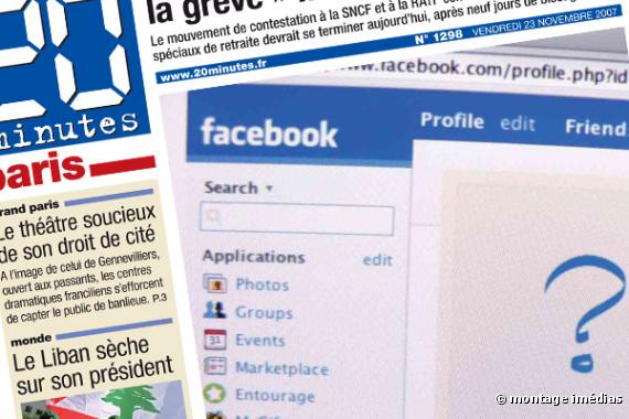 20 minutes consacre la Une de son édition du 23 novembre au phénomène Facebook.