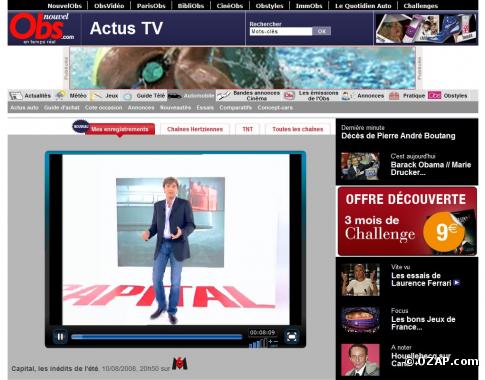 Capture d écran du service "Mes enregistrements" du NouvelObs.com