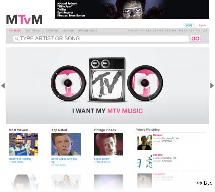 Capture du site MTVMusic.com