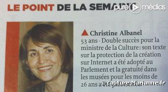 Christine Albanel dans Le Point du 9 avril 2009