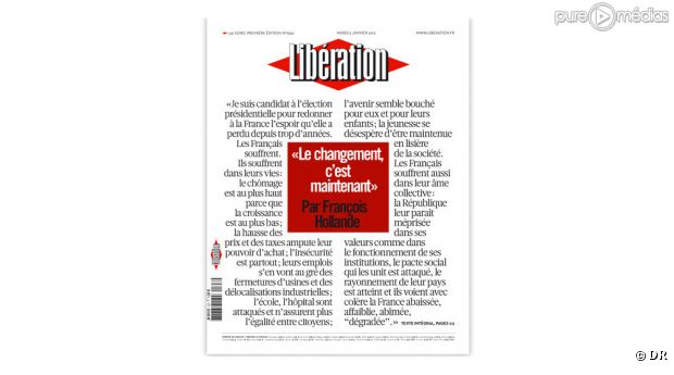 La Une de Libération du mardi 3 janvier 2012