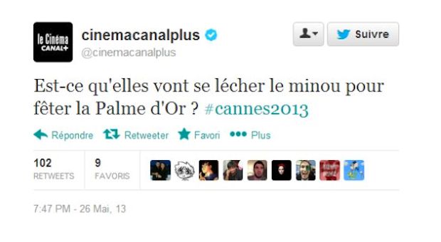 Le tweet polémique publié en mai dernier par le compte officiel de Canal+ Cinéma lors du dernier festival de Cannes