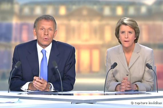 Patrick Poivre d'Arvor et Arlette Chabot lors du débat Royal / Sarkozy le 2 mai 2007