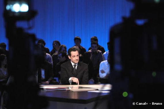 Nicolas Sarkozy sur le plateau du "Grand journal de Canal+"