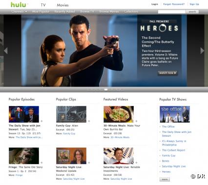 La page d'accueil de Hulu.com