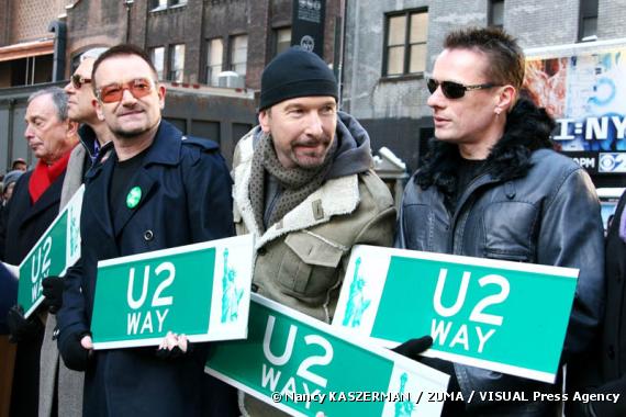 U2 à l'inauguration de la "U2 Way" à New York