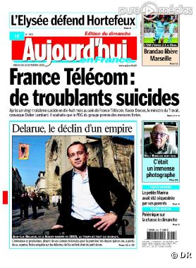 Une de Aujourd hui du 13-09-2009