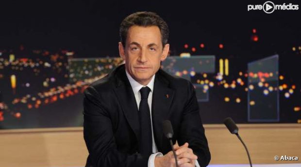 Nicolas Sarkozy sur le plateau de TF1, le 15 février 2012.