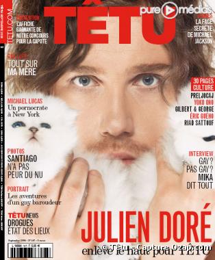 Julien Doré à la Une du mensuel "Têtu" (septembre 2009)