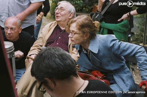 Claude Chabrol et Isabelle Hupper sur le tournage de "L'ivresse du pouvoir"