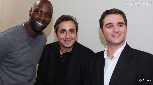 Omar Sy avec les réalisateurs du film "Intouchables" : Olivier Nakache et Eric Toledano.