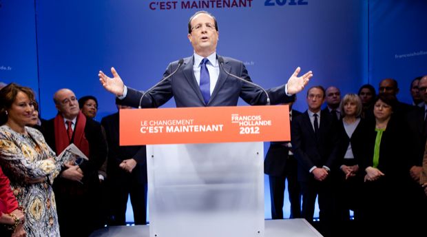 François Hollande, dans son nouveau QG de campagne.