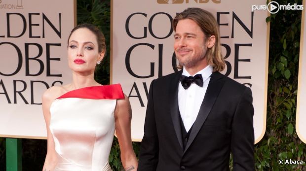 Angelina Jolie et Brad Pitt sur le tapis rouge des Golden Globes 2012
