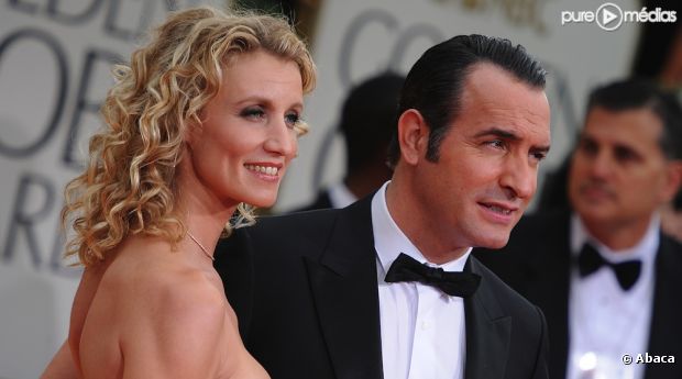 Alexandra Lamy et Jean Dujardin sur le tapis rouge des Golden Globes 2012