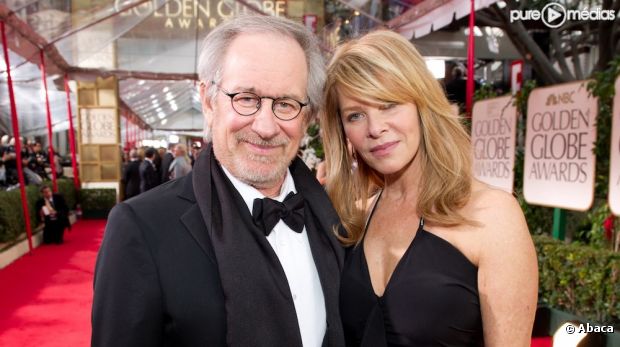 Steven Spielberg et Kate Capshaw sur le tapis rouge des Golden Globes 2012