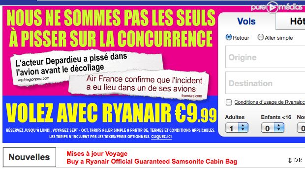 Une campagne de publicité de Ryanair