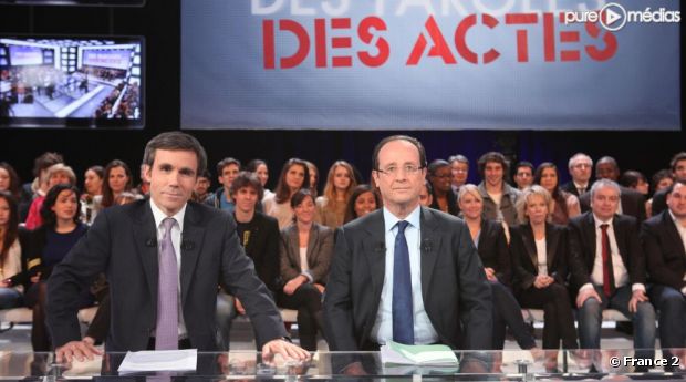 François Hollande, sur le plateau de l'émission "Des paroles et des actes".