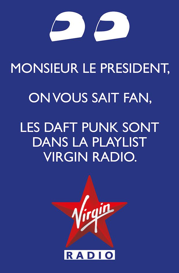 Virgin Radio fait sa publicité sur la liaison Hollande/Gayet
