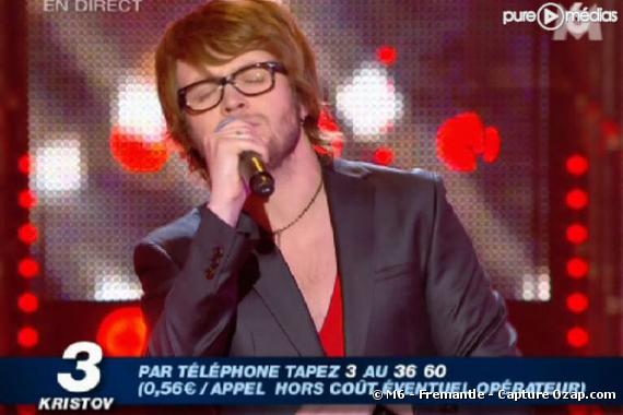 Kristov, candidate à Nouvelle Star, lors du prime du 16 avril 2008.