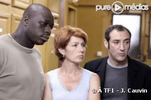 Véronique Genest, alias Julie Lescaut, entourée de Mouss Diouf et Renaud Marx