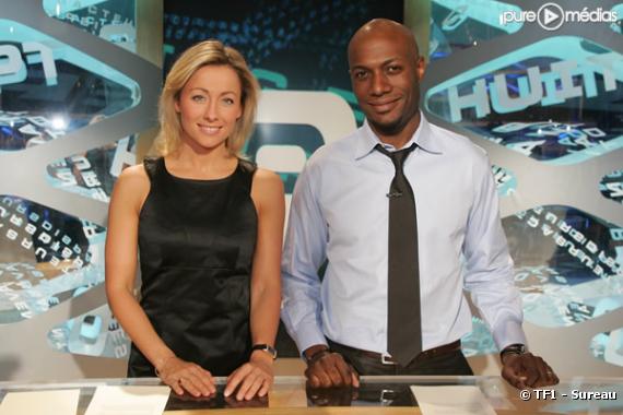 Anne-Sophie Lapix et Harry Roselmack sur le plateau de "Sept à Huit".

