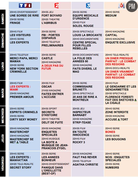 Les programmes de la semaine 34.