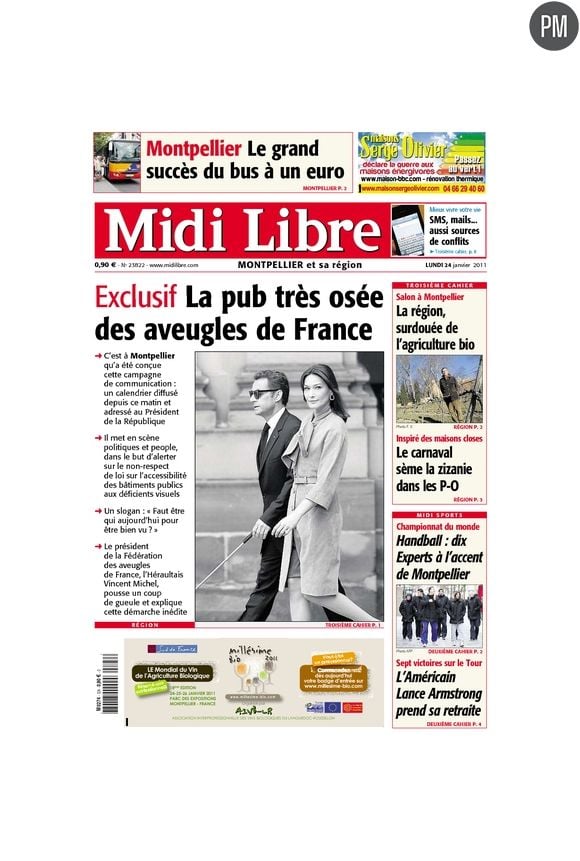 La Une de "Midi Libre" du lundi 24 janvier 2010