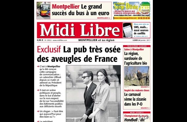 La Une de "Midi Libre" du lundi 24 janvier 2010