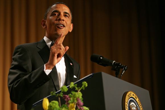 Barack Obama, lors du dîner des correspondants de la Maison Blanche le 30 avril 2011.